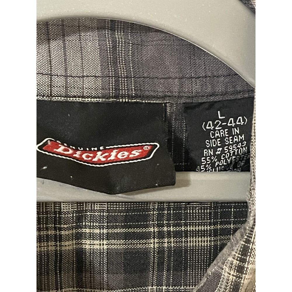 Dickies Mens Large Multicolor Plaid Relaxed Fit Short Sleeve Button Up Shirt - Picture 5 of 10